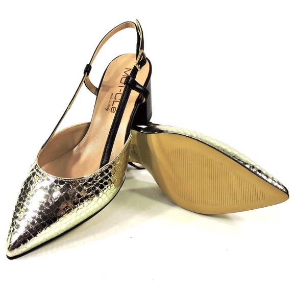 MOT-CLe' 🇮🇹 WOMEN'S GOLD LEATHER FASHION SANDALS - Picture 6 of 7